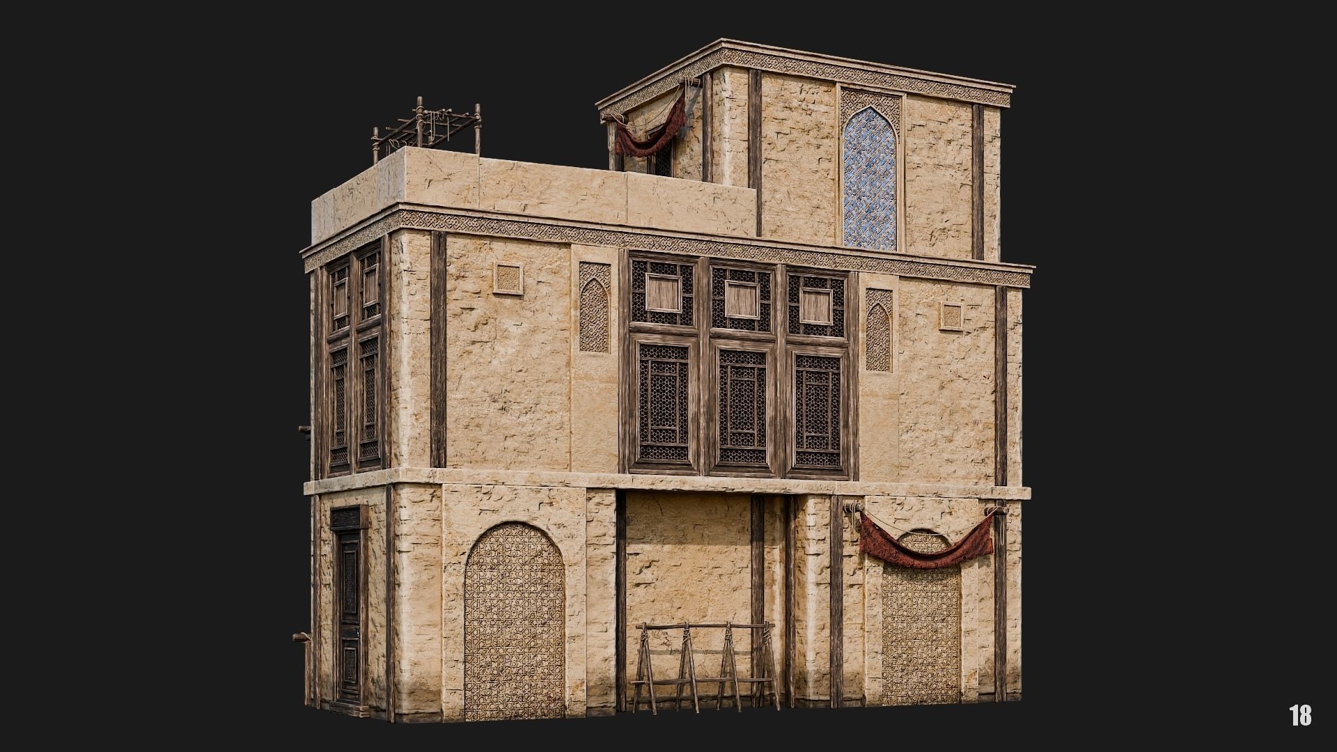 17-20 - Arabic Houses 4K Low-poly 3D model_15