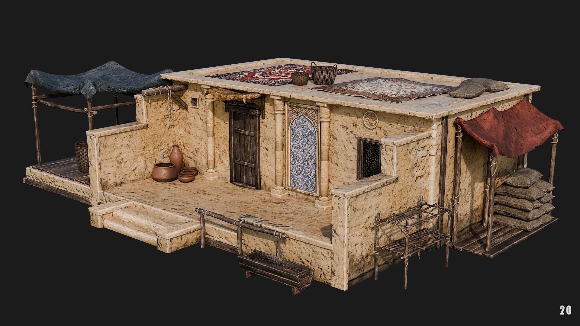 17-20 - Arabic Houses 4K Low-poly 3D model_38