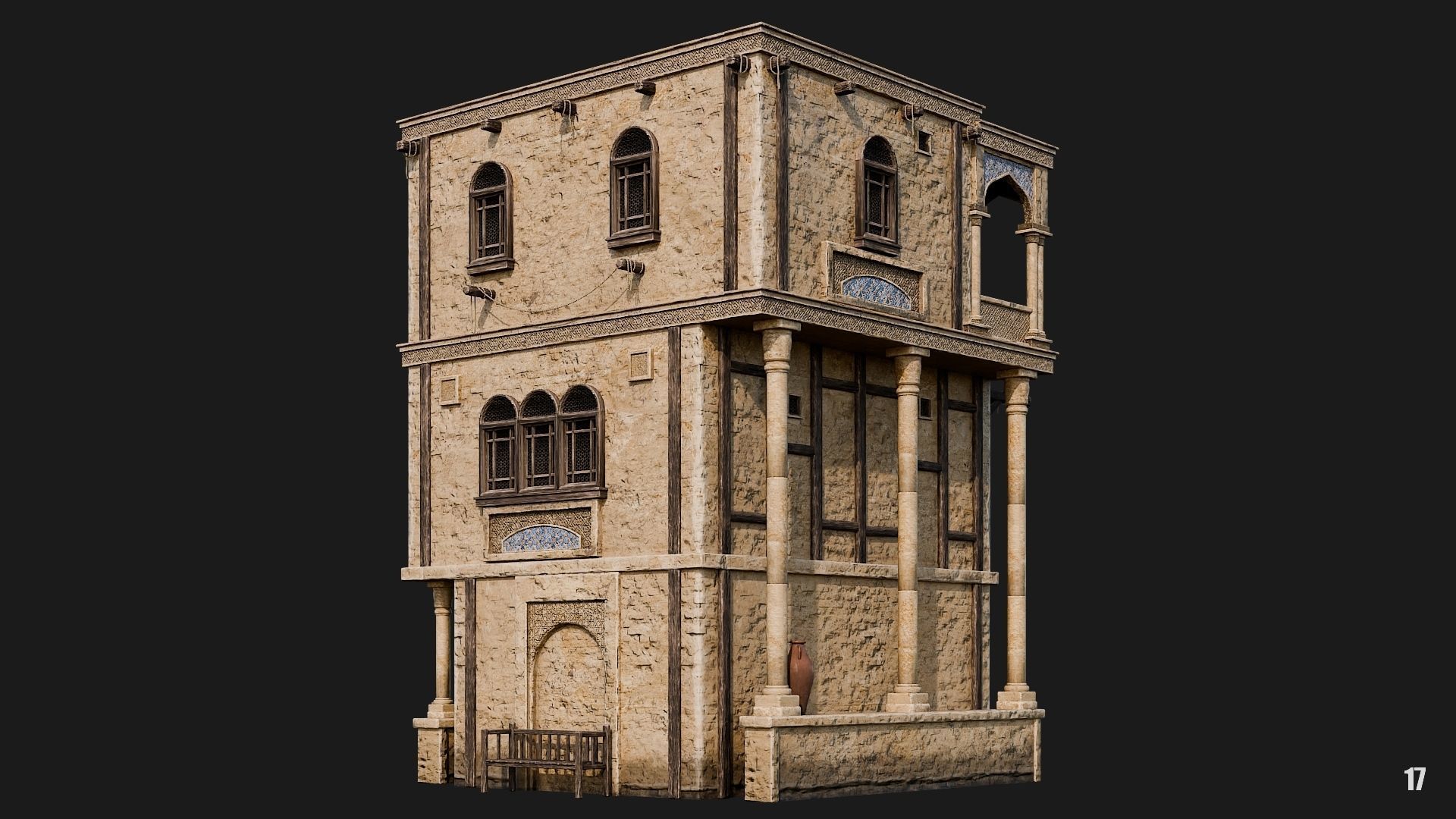 17-20 - Arabic Houses 4K Low-poly 3D model_5