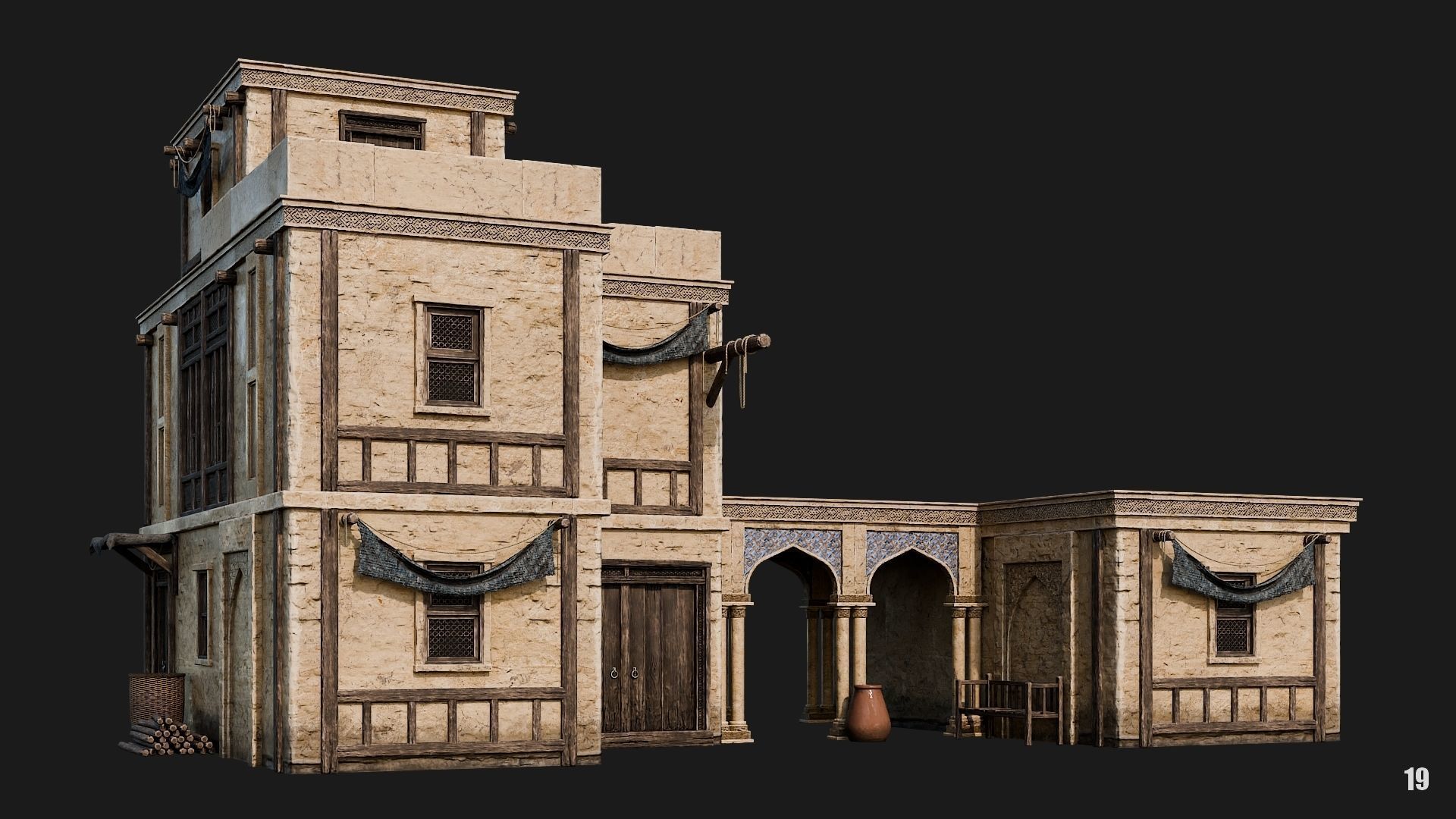 17-20 - Arabic Houses 4K Low-poly 3D model_21