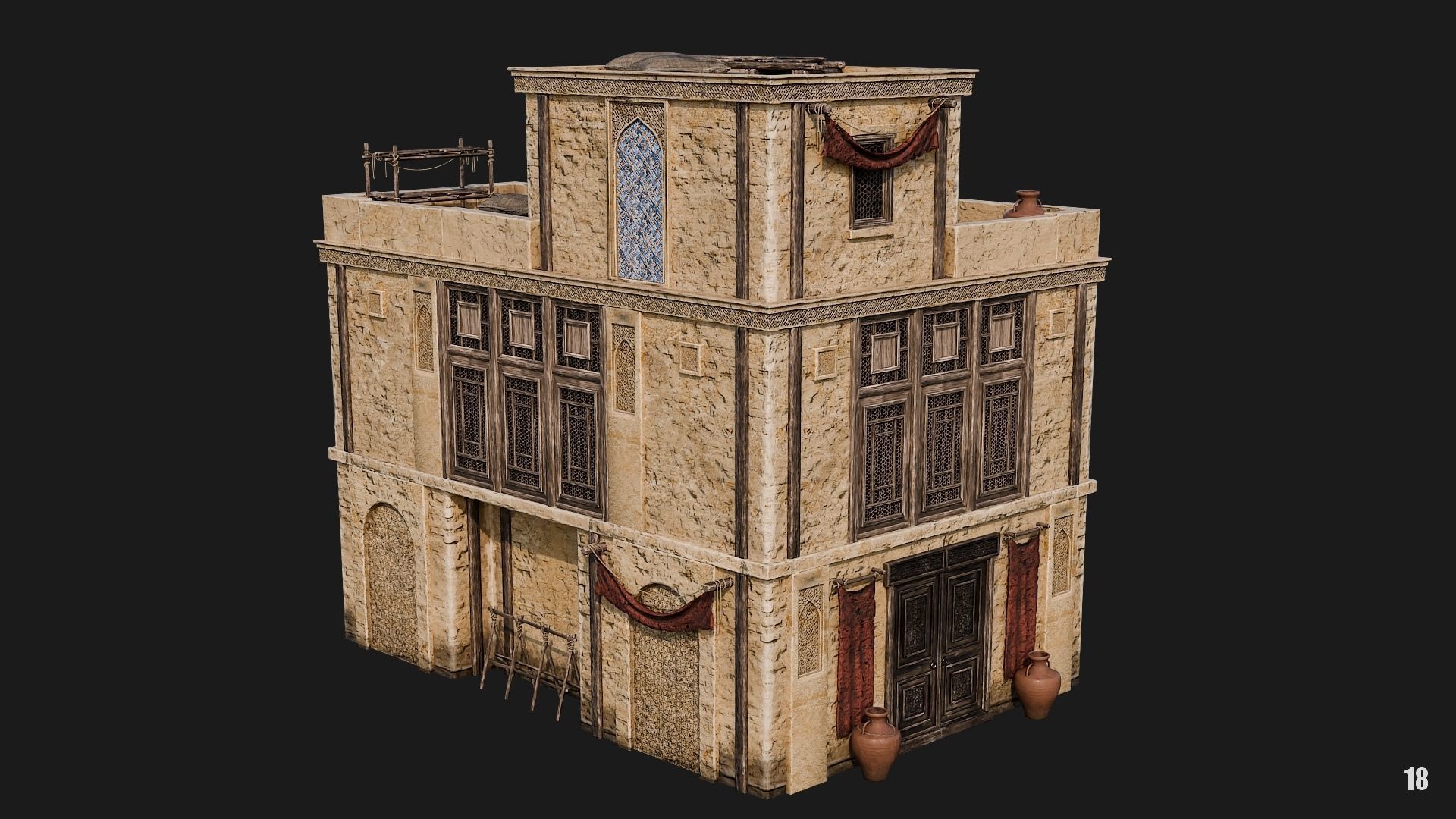 17-20 - Arabic Houses 4K Low-poly 3D model_17