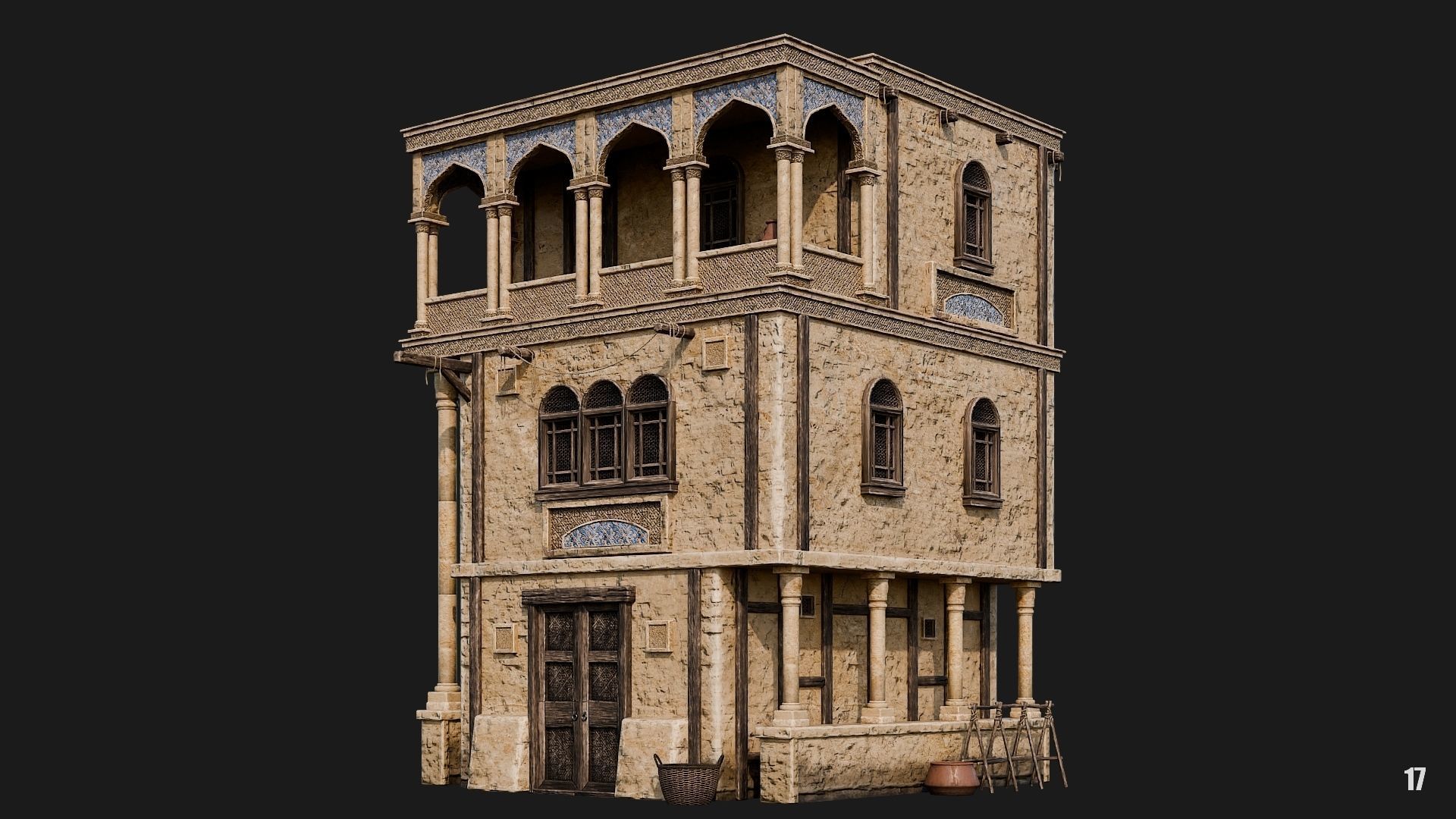17-20 - Arabic Houses 4K Low-poly 3D model_3