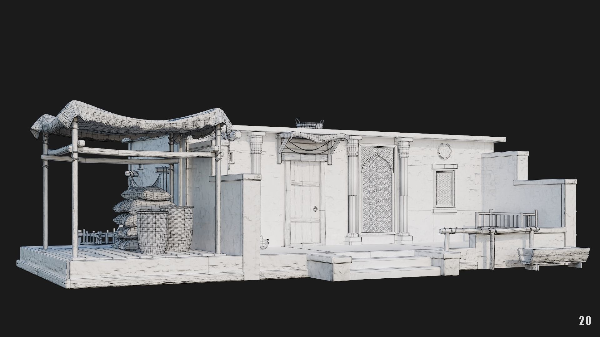 17-20 - Arabic Houses 4K Low-poly 3D model_32