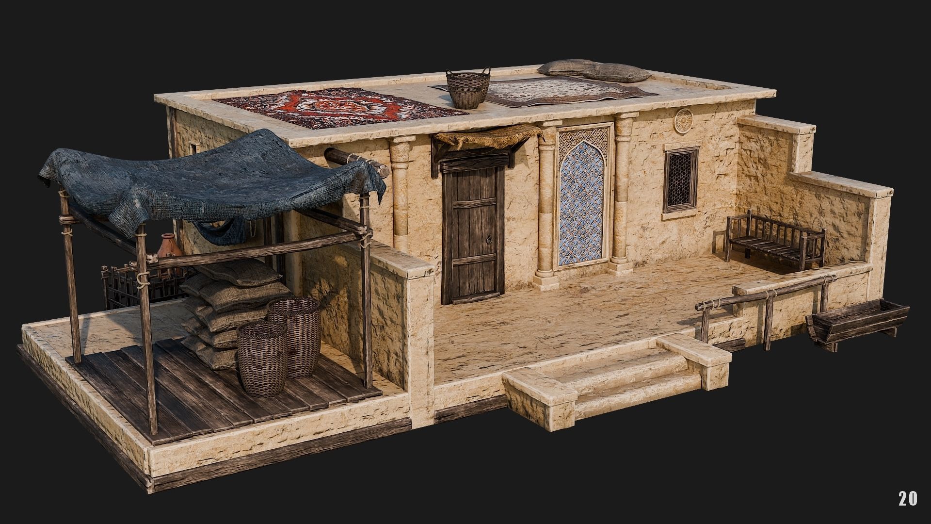 17-20 - Arabic Houses 4K Low-poly 3D model_37