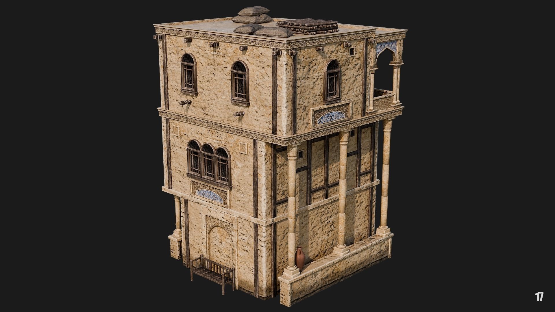 17-20 - Arabic Houses 4K Low-poly 3D model_10