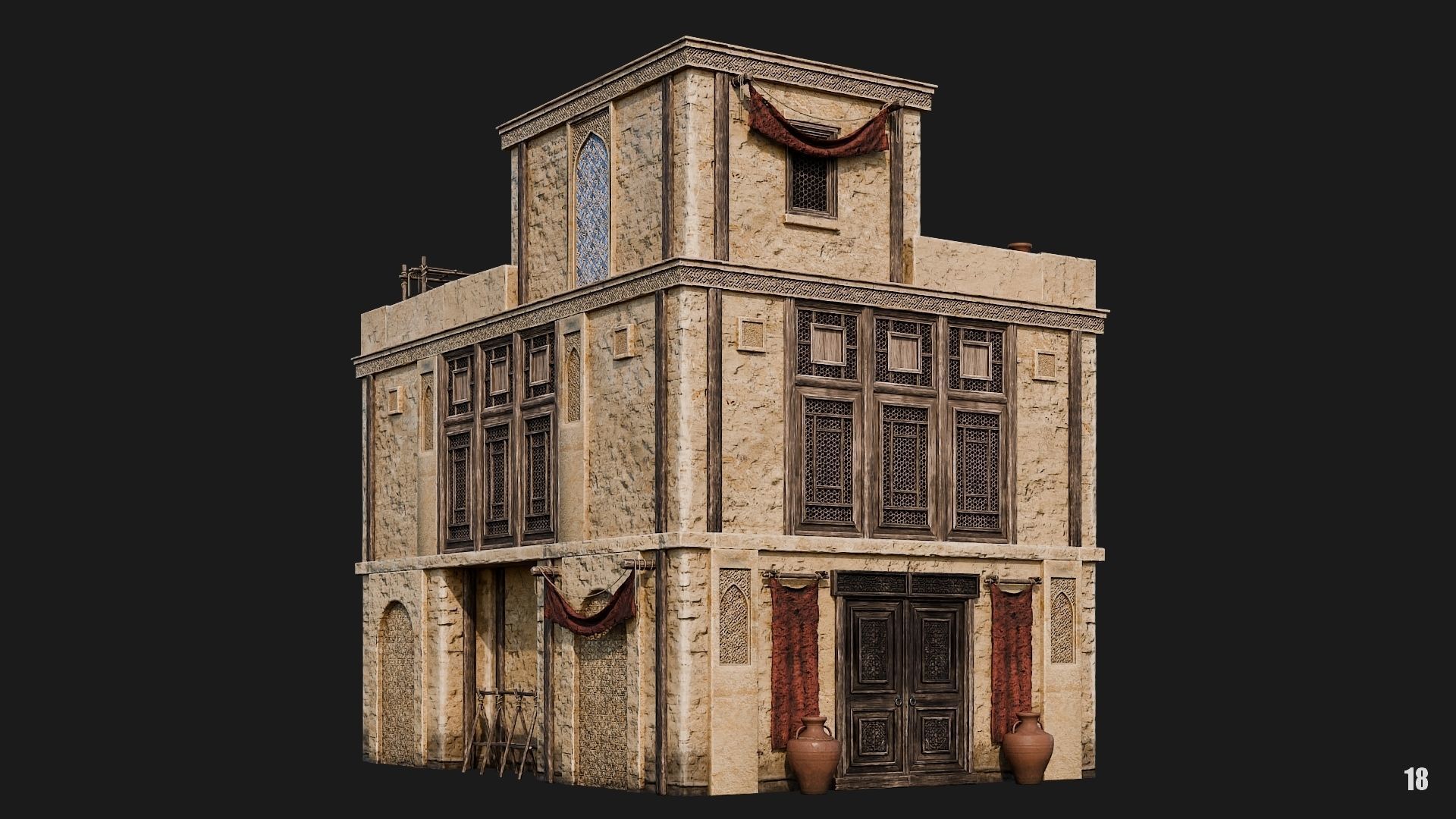 17-20 - Arabic Houses 4K Low-poly 3D model_11