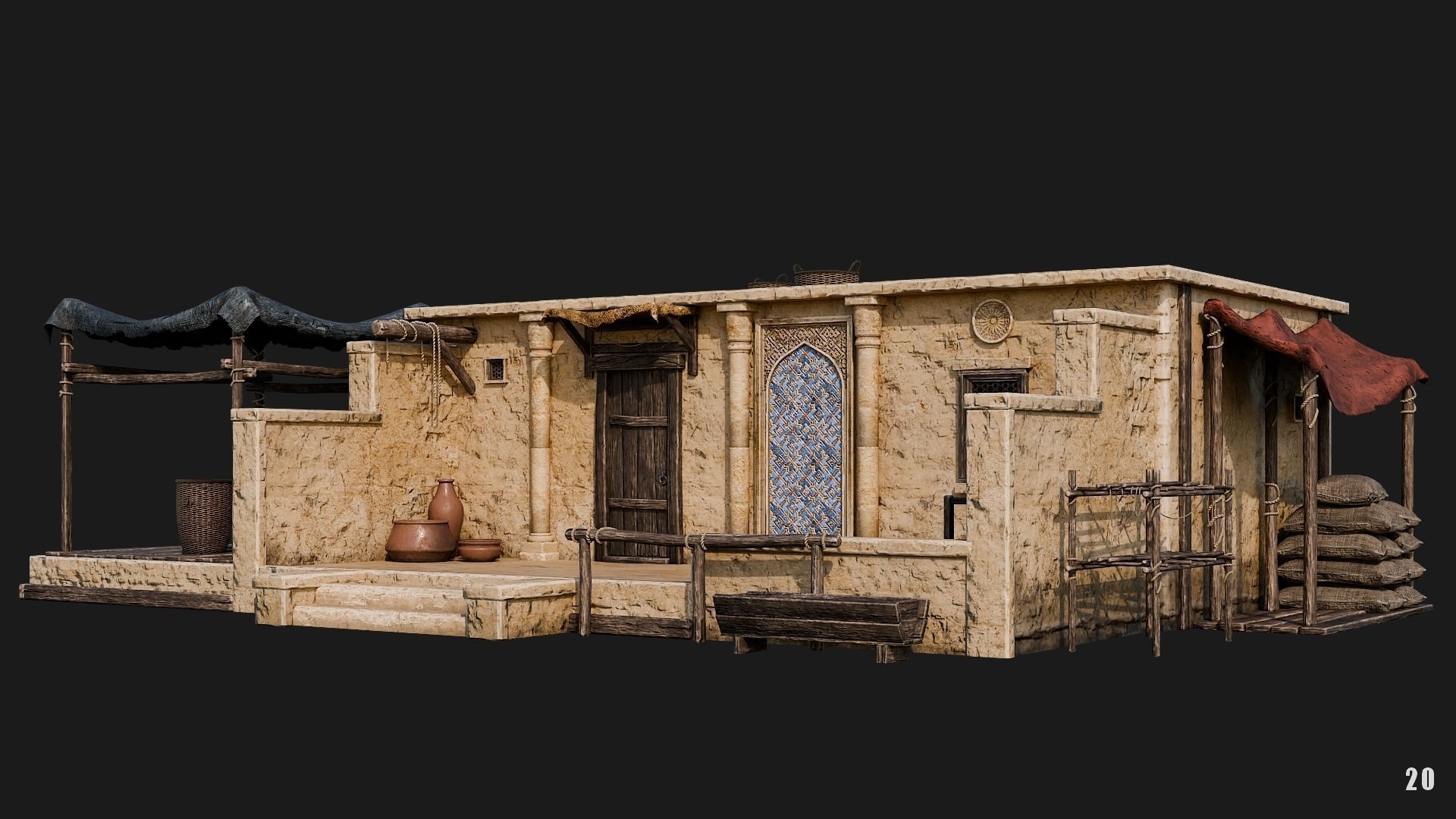 17-20 - Arabic Houses 4K Low-poly 3D model_33