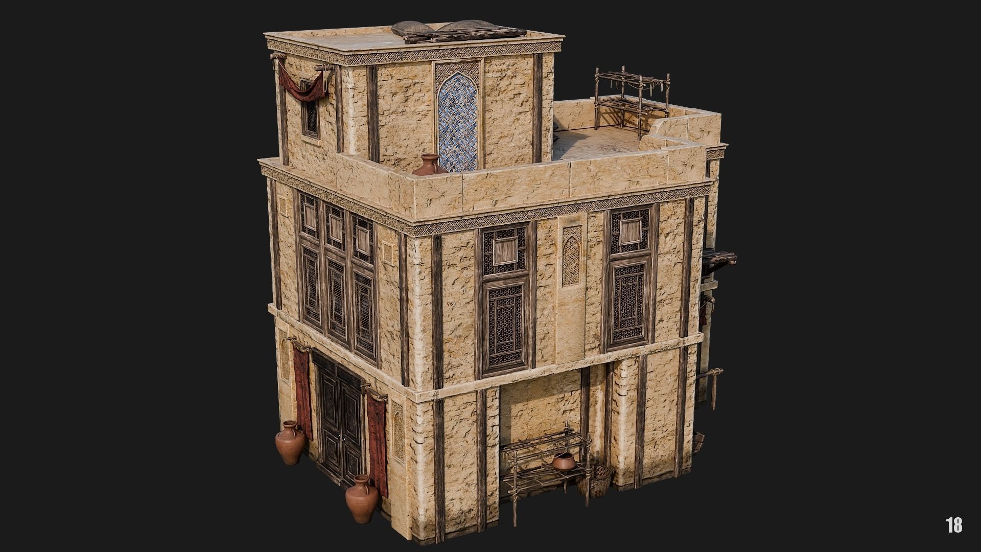 17-20 - Arabic Houses 4K Low-poly 3D model_18