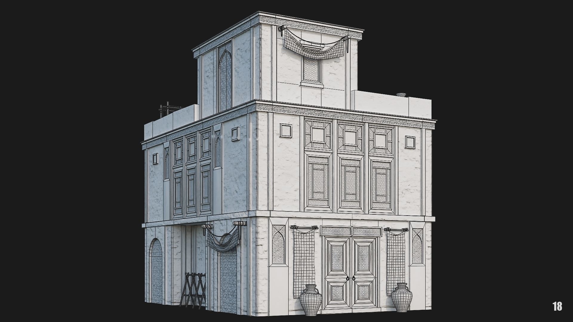17-20 - Arabic Houses 4K Low-poly 3D model_12
