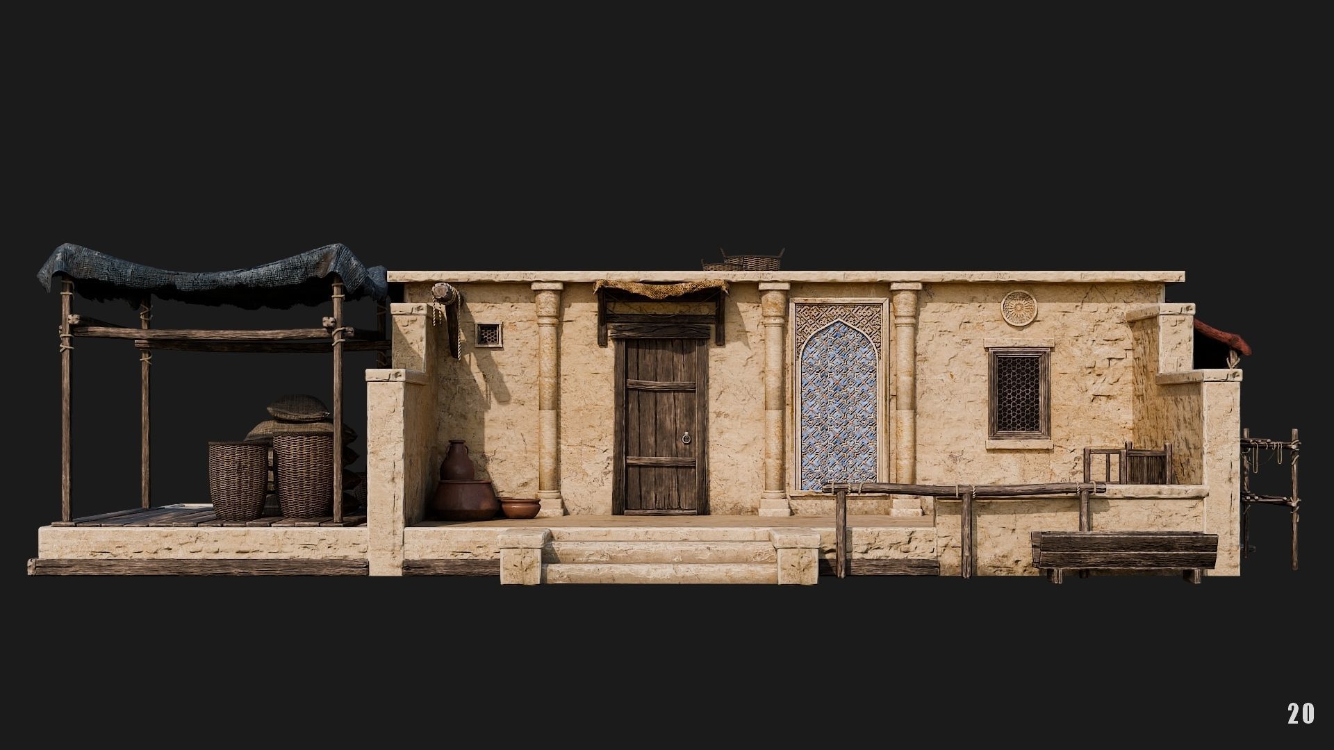 17-20 - Arabic Houses 4K Low-poly 3D model_36