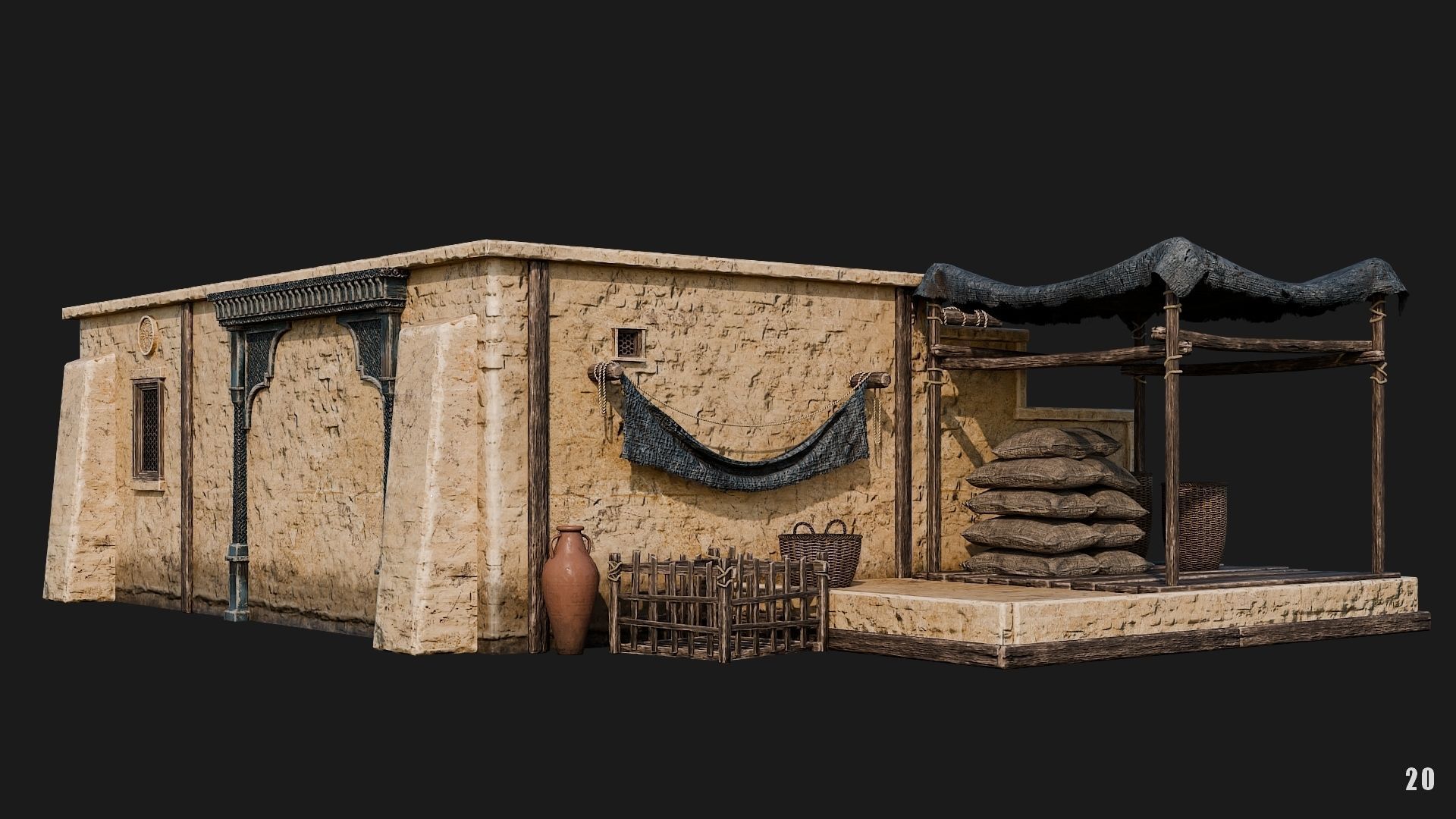 17-20 - Arabic Houses 4K Low-poly 3D model_35