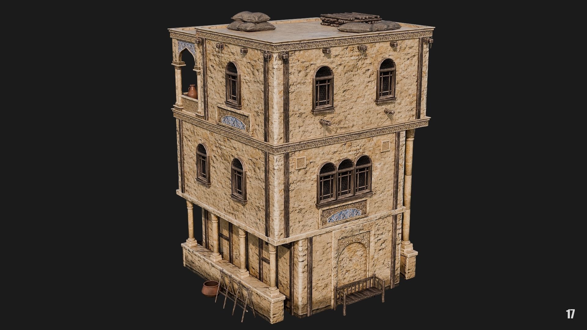 17-20 - Arabic Houses 4K Low-poly 3D model_9