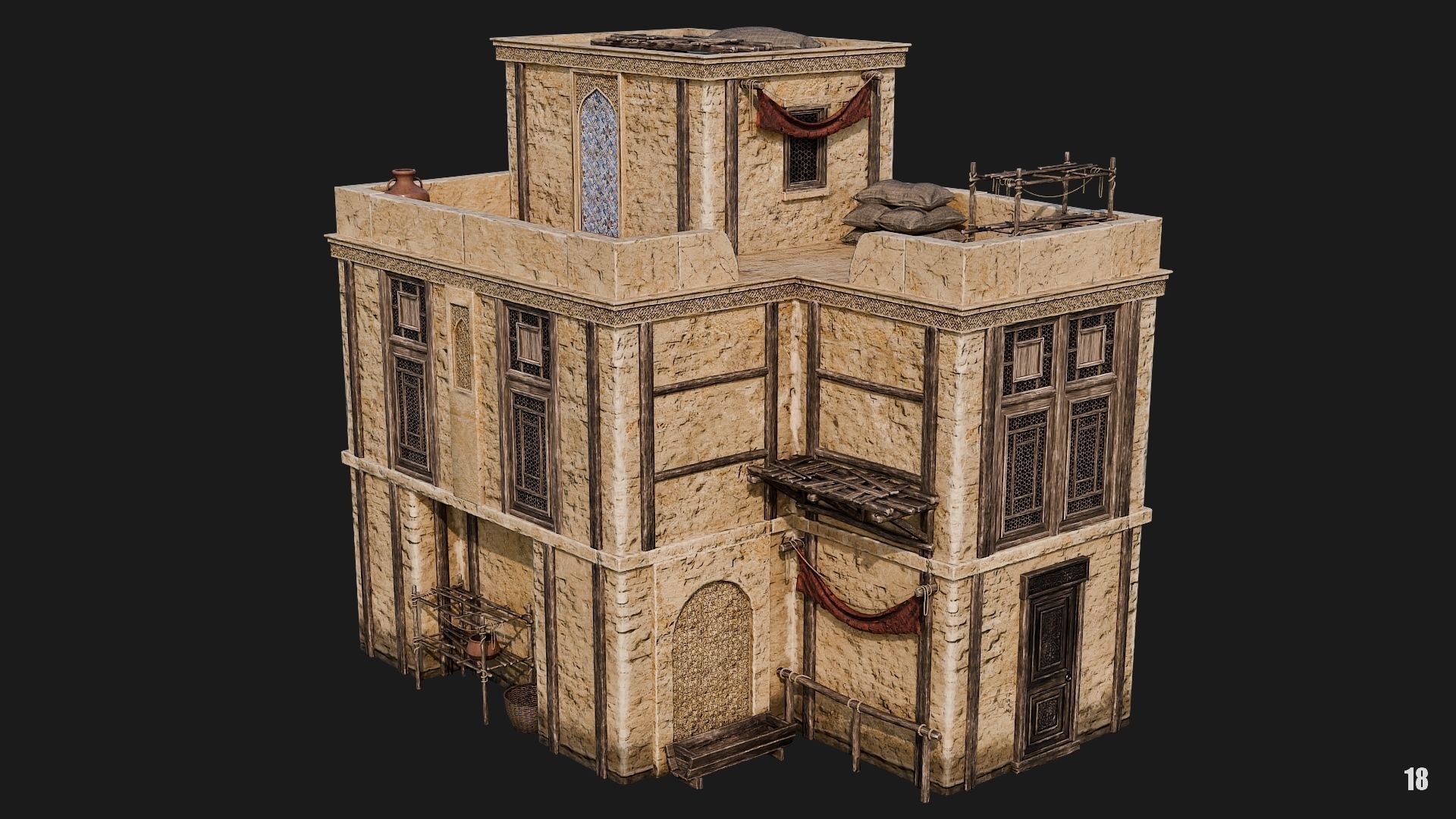 17-20 - Arabic Houses 4K Low-poly 3D model_19