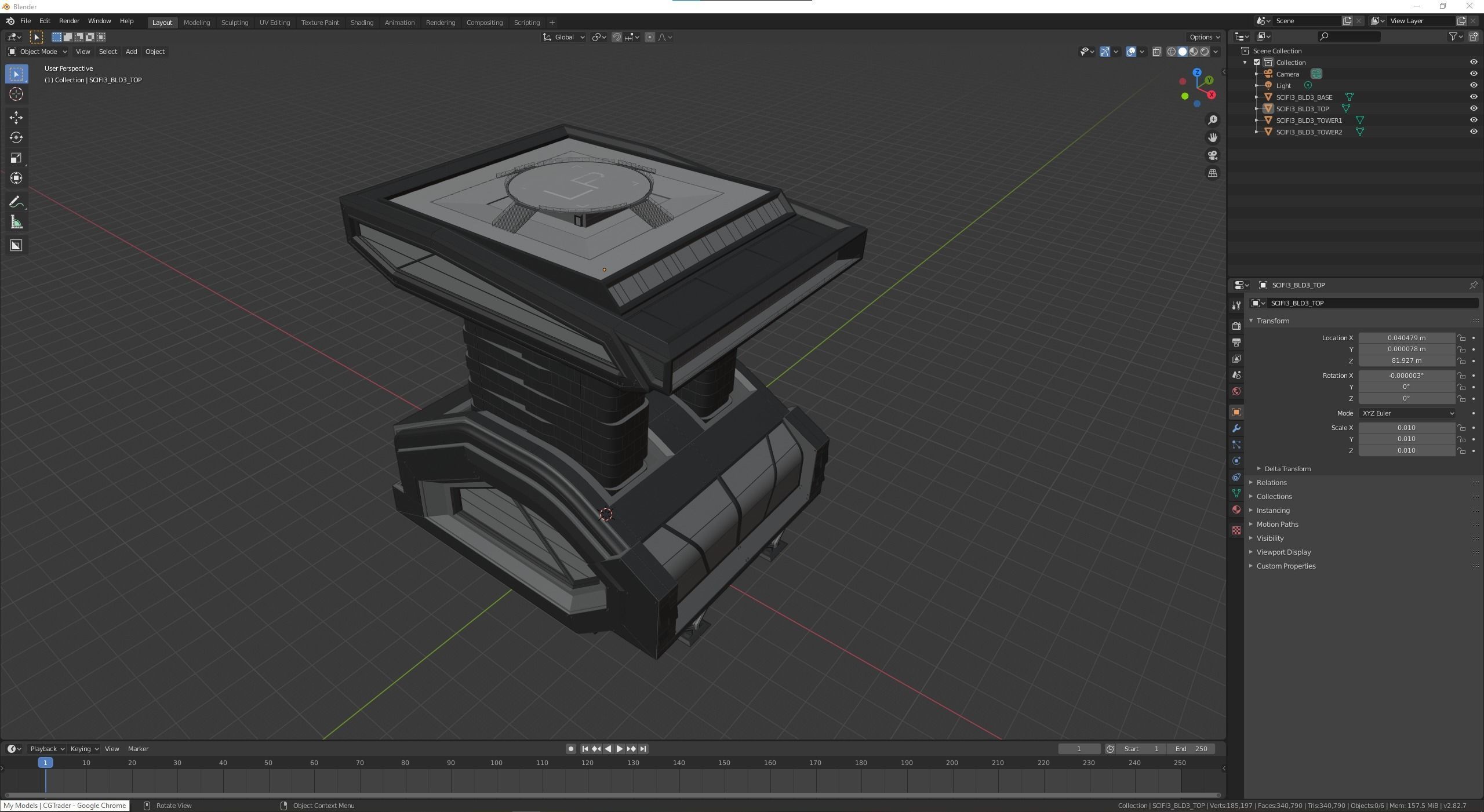 Modular futuristic sci-fi building  3D model_25