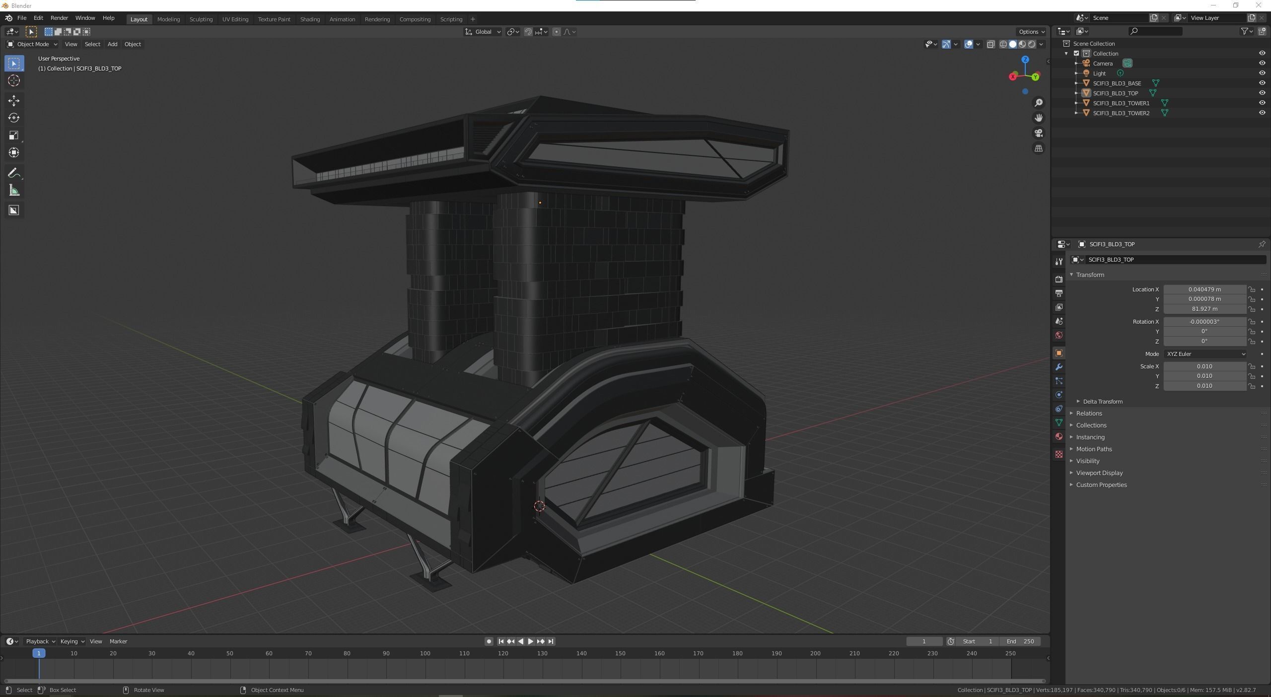Modular futuristic sci-fi building  3D model_24