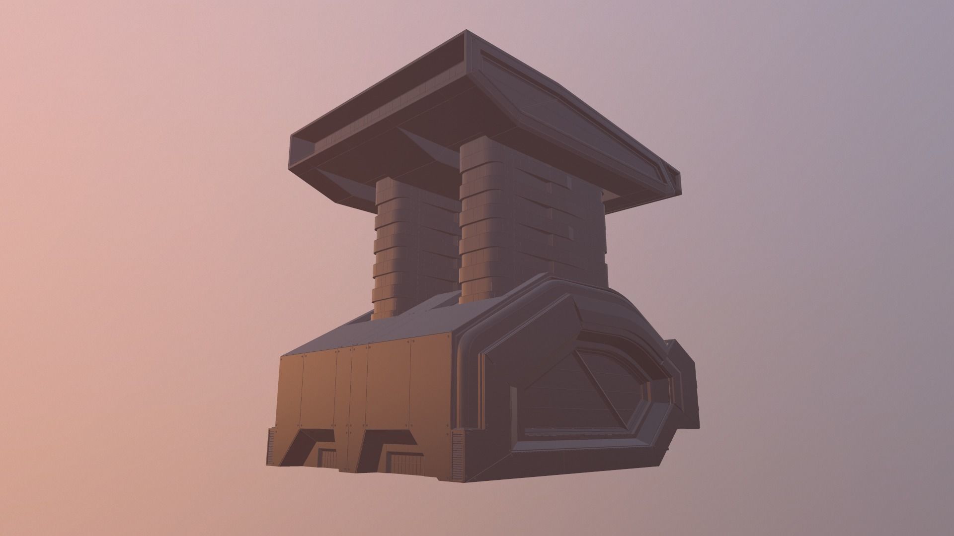 Modular futuristic sci-fi building  3D model_23