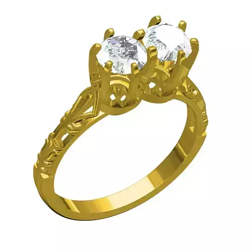 Two Stone Vintage Engagement Ring