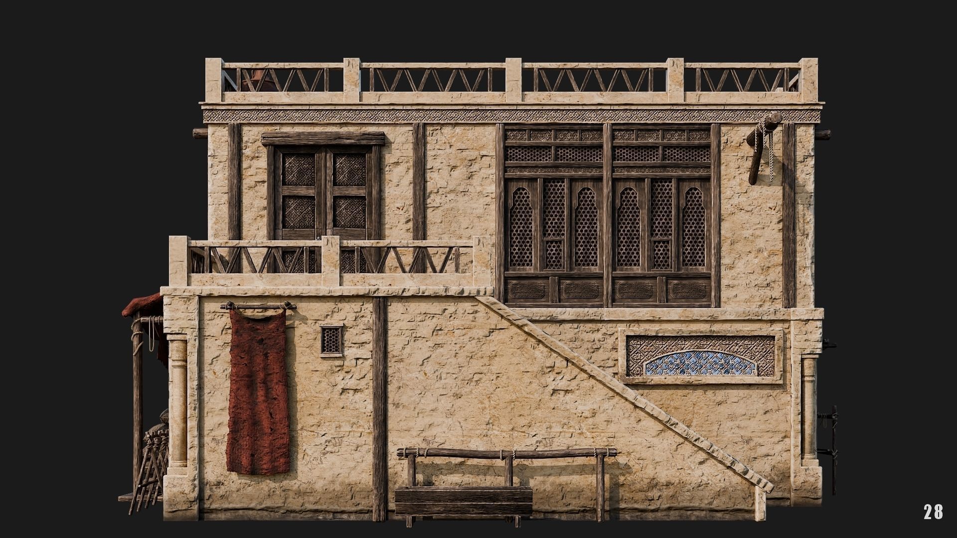 25-28 - Arabic Houses 4K Low-poly 3D model_36