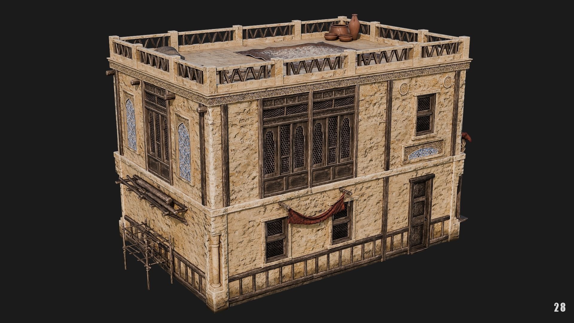 25-28 - Arabic Houses 4K Low-poly 3D model_39