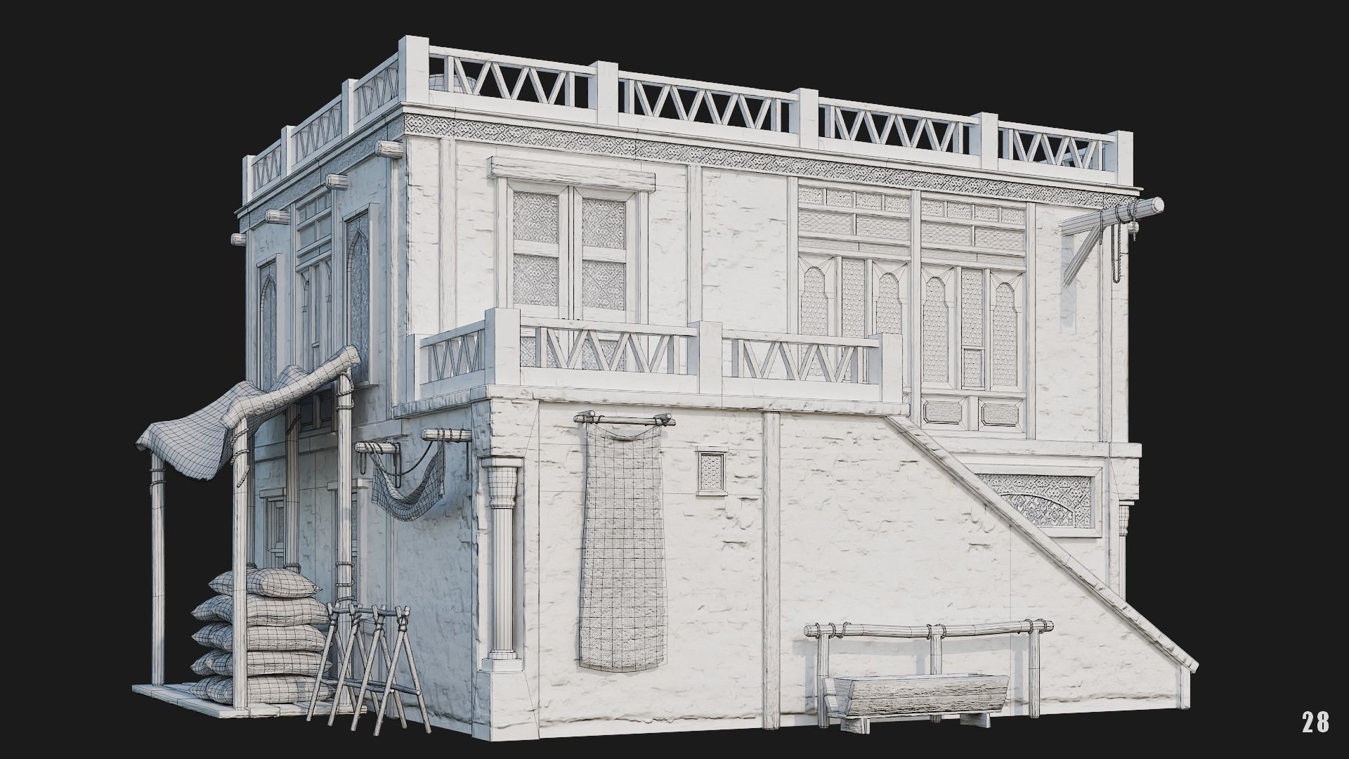 25-28 - Arabic Houses 4K Low-poly 3D model_32