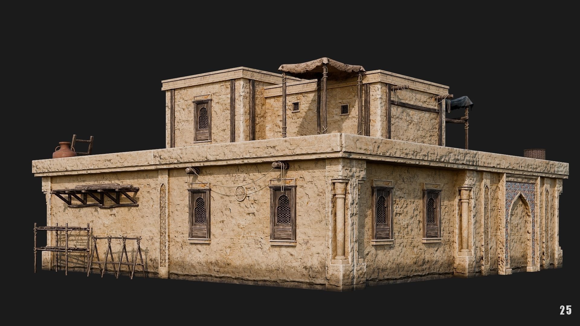 25-28 - Arabic Houses 4K Low-poly 3D model_5