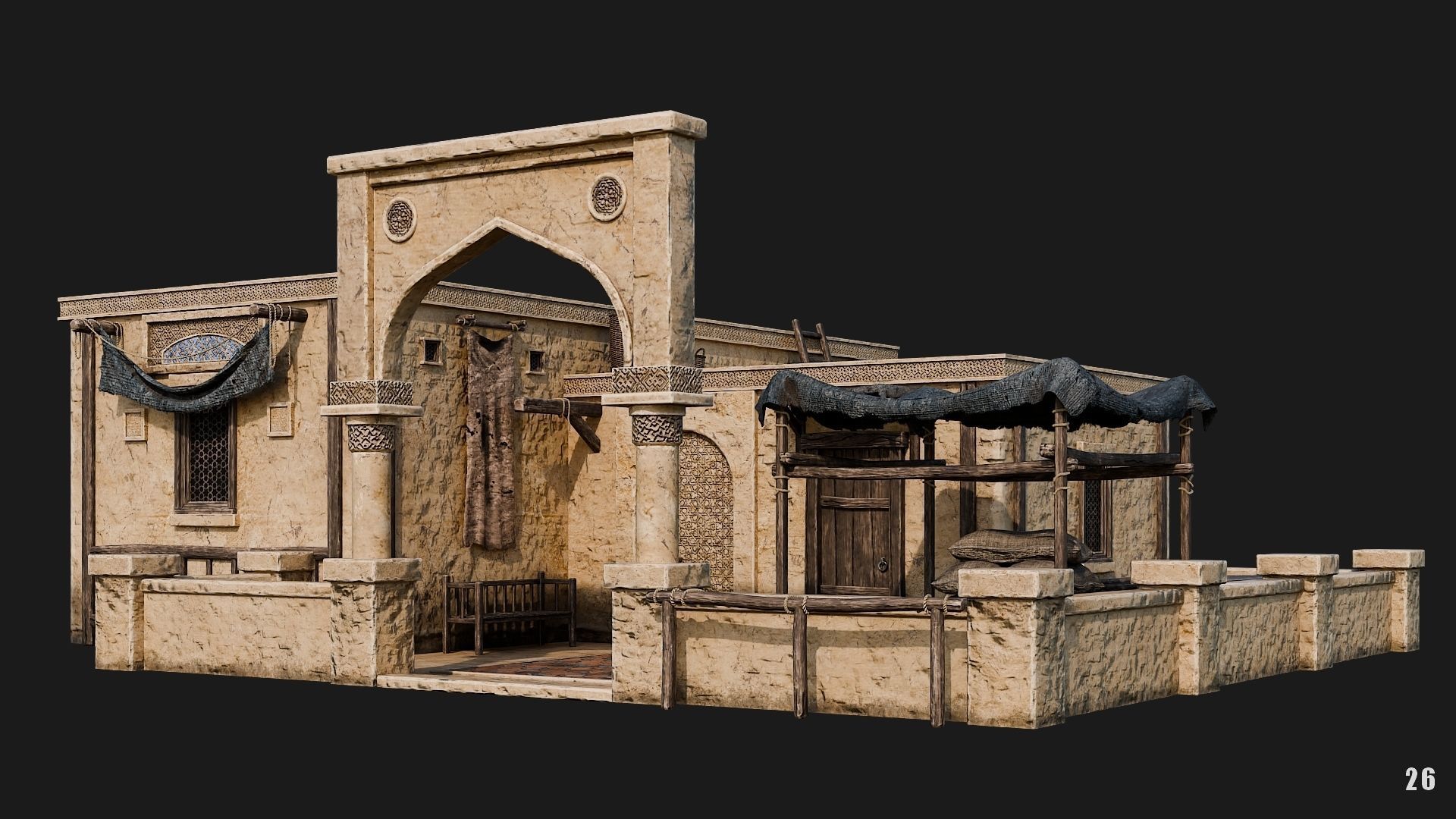 25-28 - Arabic Houses 4K Low-poly 3D model_13