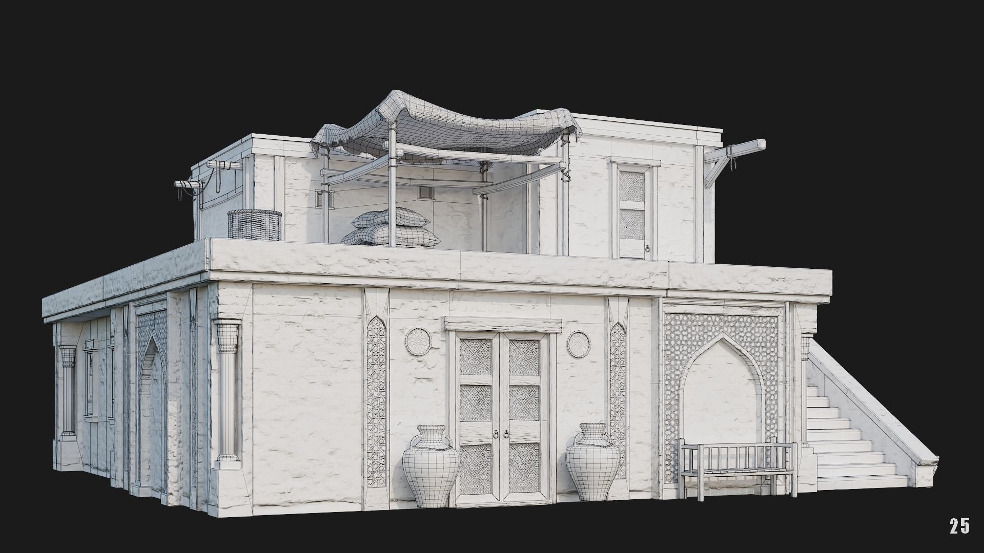 25-28 - Arabic Houses 4K Low-poly 3D model_2