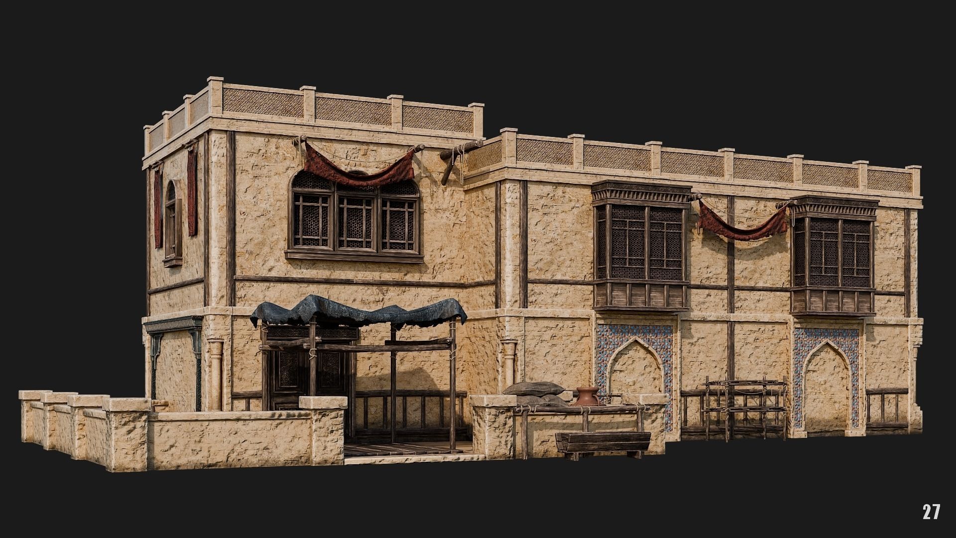 25-28 - Arabic Houses 4K Low-poly 3D model_21