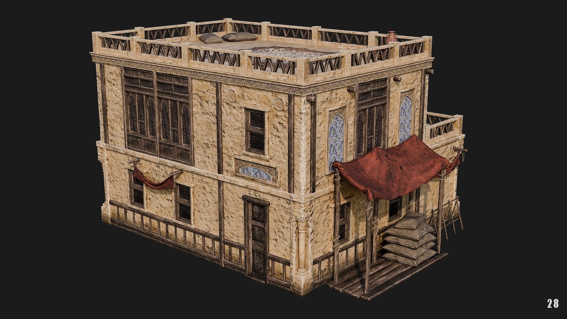 25-28 - Arabic Houses 4K Low-poly 3D model_40
