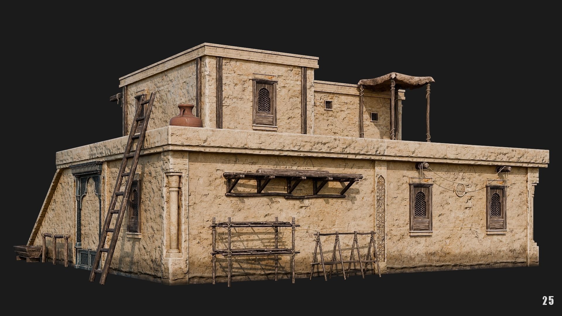 25-28 - Arabic Houses 4K Low-poly 3D model_4
