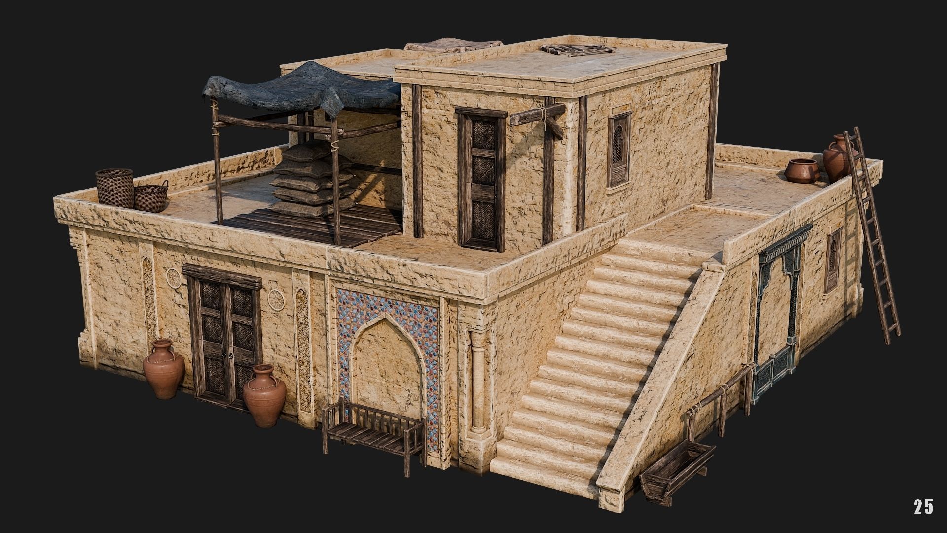 25-28 - Arabic Houses 4K Low-poly 3D model_8
