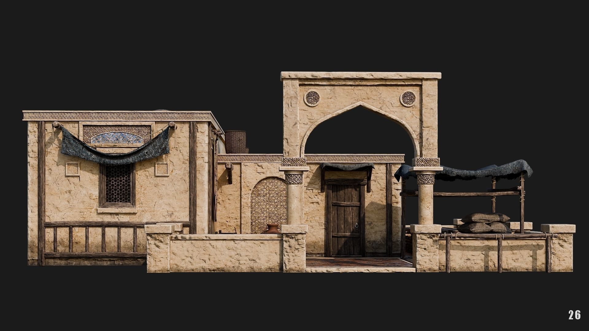 25-28 - Arabic Houses 4K Low-poly 3D model_16