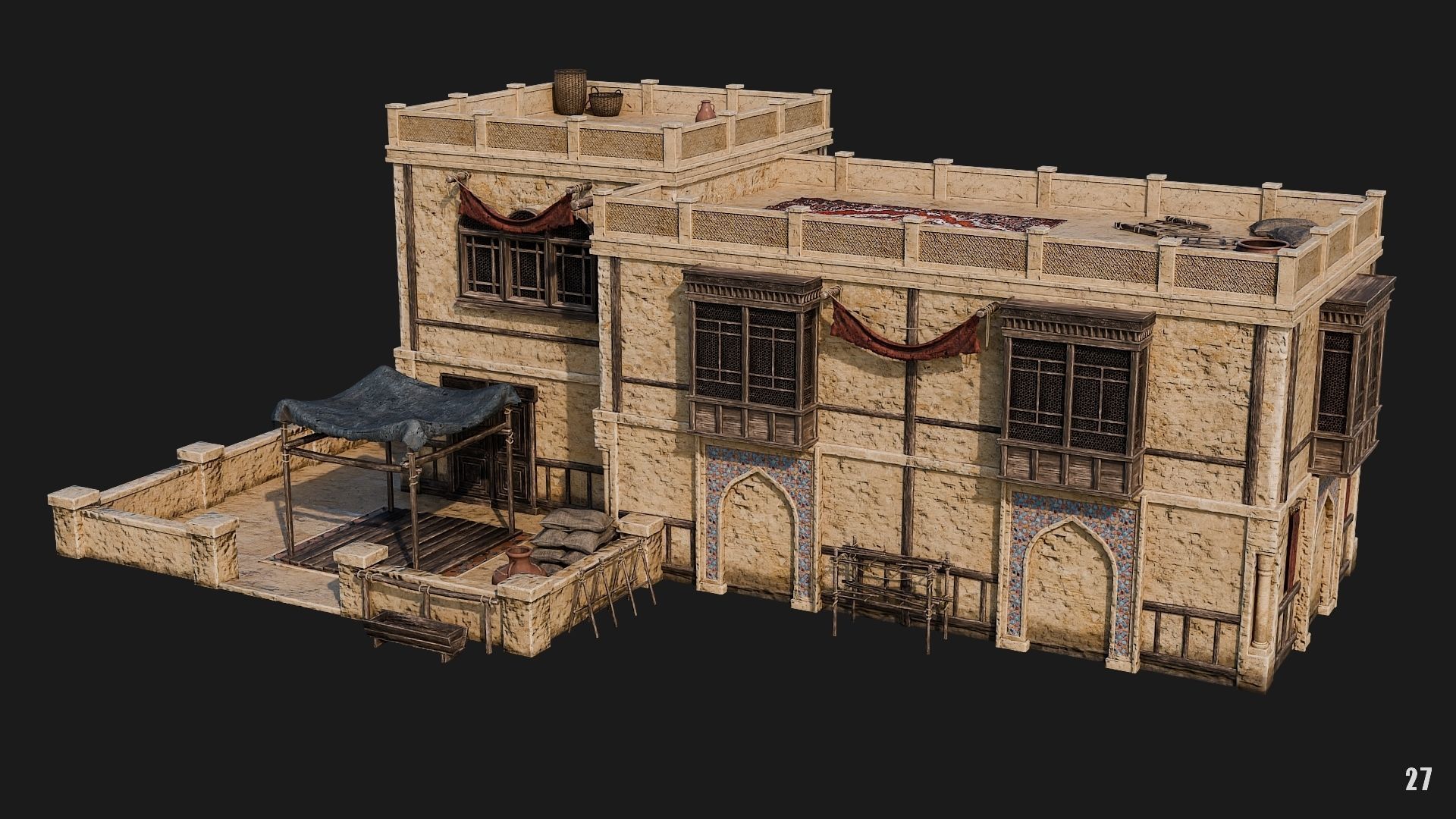 25-28 - Arabic Houses 4K Low-poly 3D model_28