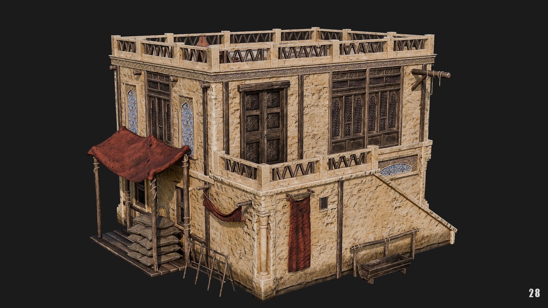 25-28 - Arabic Houses 4K Low-poly 3D model_37