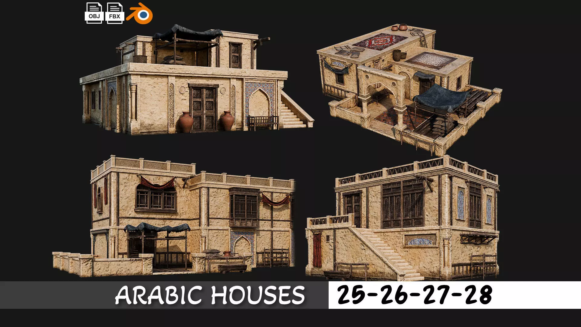 25-28 - Arabic Houses 4K Low-poly 3D model_0
