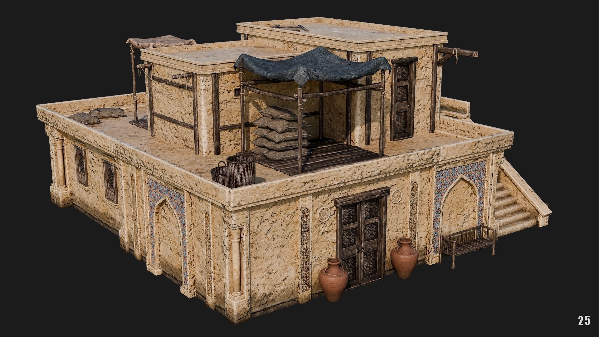 25-28 - Arabic Houses 4K Low-poly 3D model_7