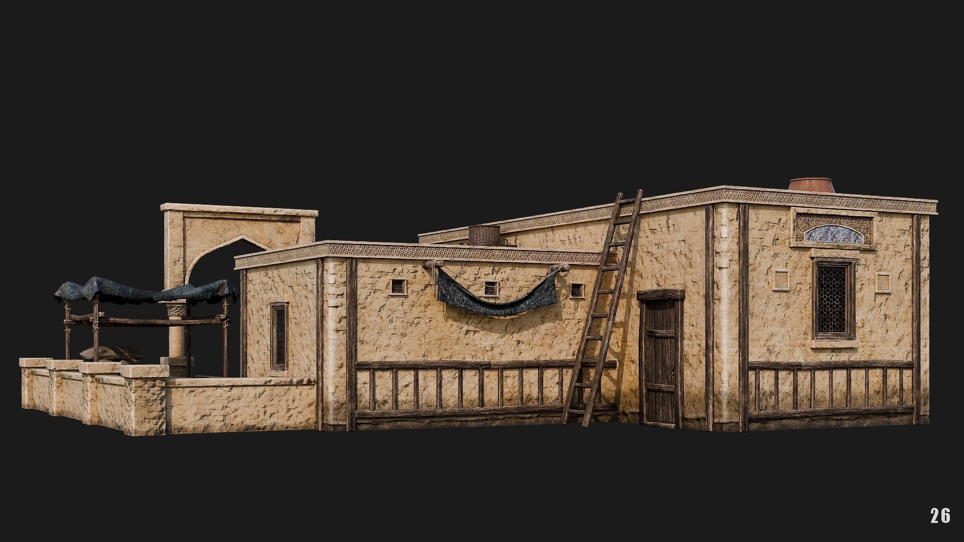 25-28 - Arabic Houses 4K Low-poly 3D model_14