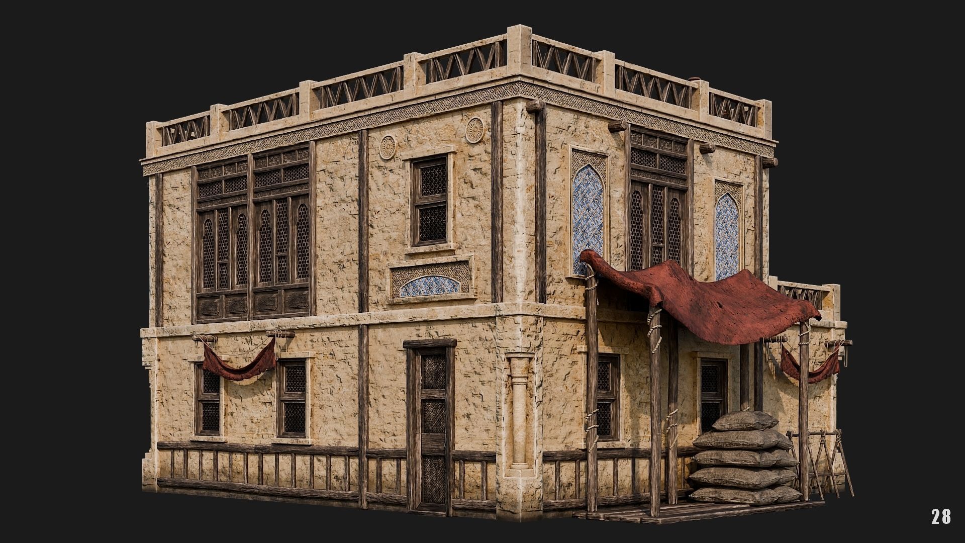 25-28 - Arabic Houses 4K Low-poly 3D model_35