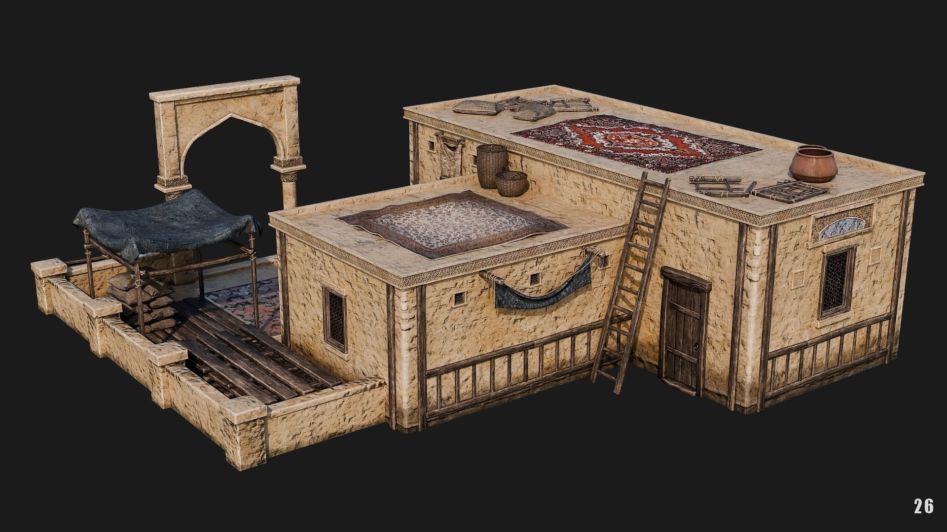 25-28 - Arabic Houses 4K Low-poly 3D model_19