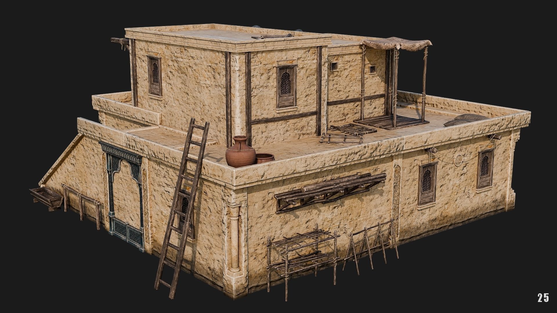 25-28 - Arabic Houses 4K Low-poly 3D model_9