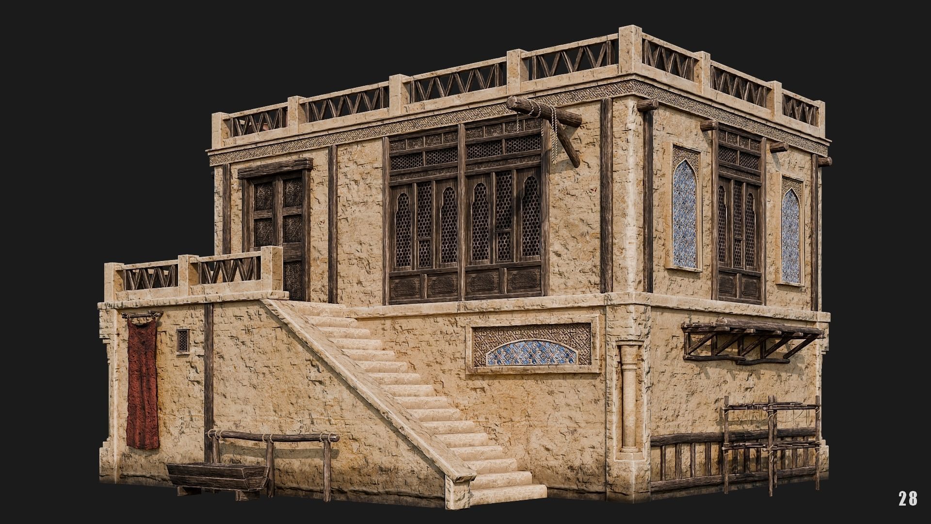 25-28 - Arabic Houses 4K Low-poly 3D model_33