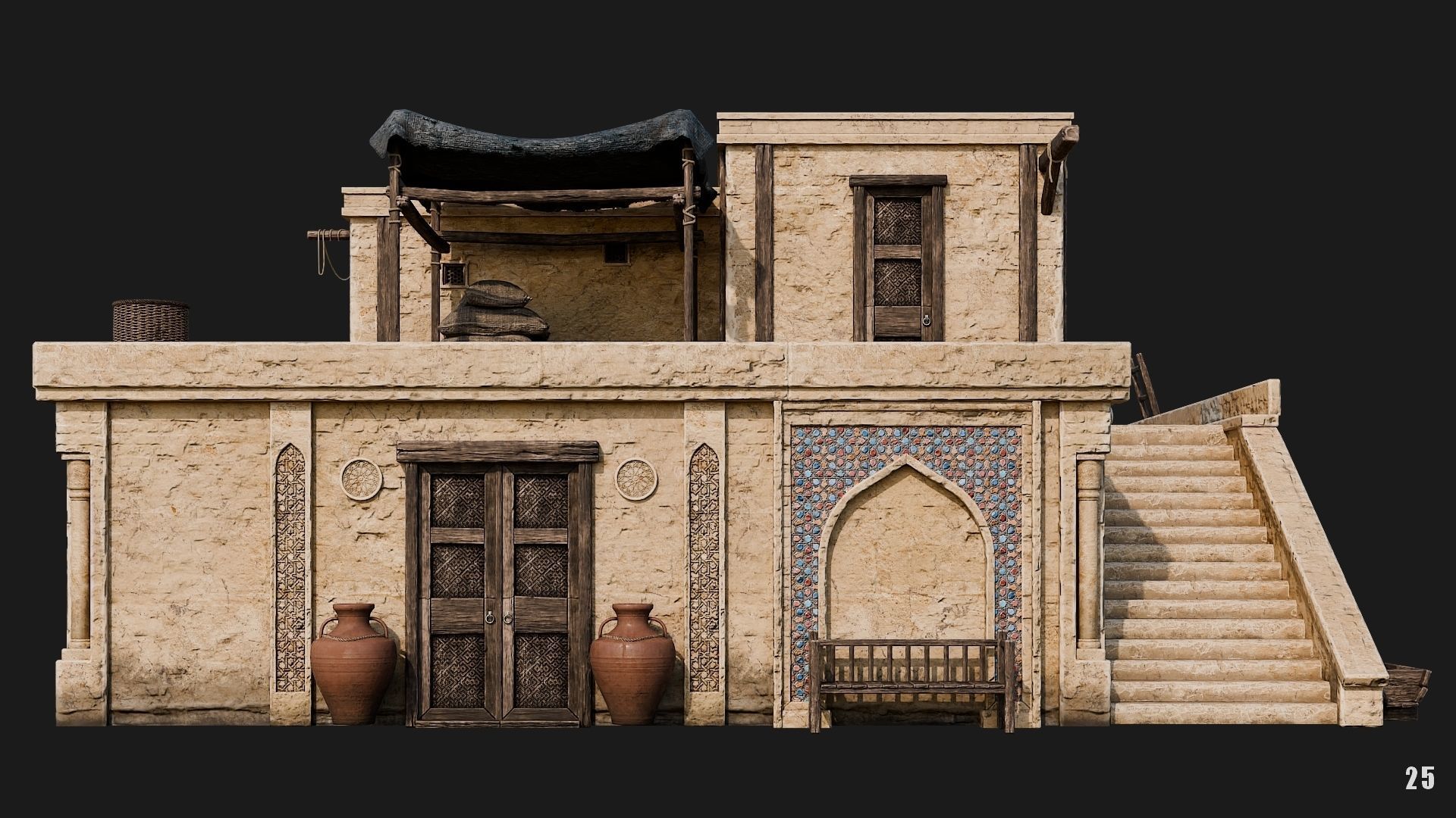 25-28 - Arabic Houses 4K Low-poly 3D model_6