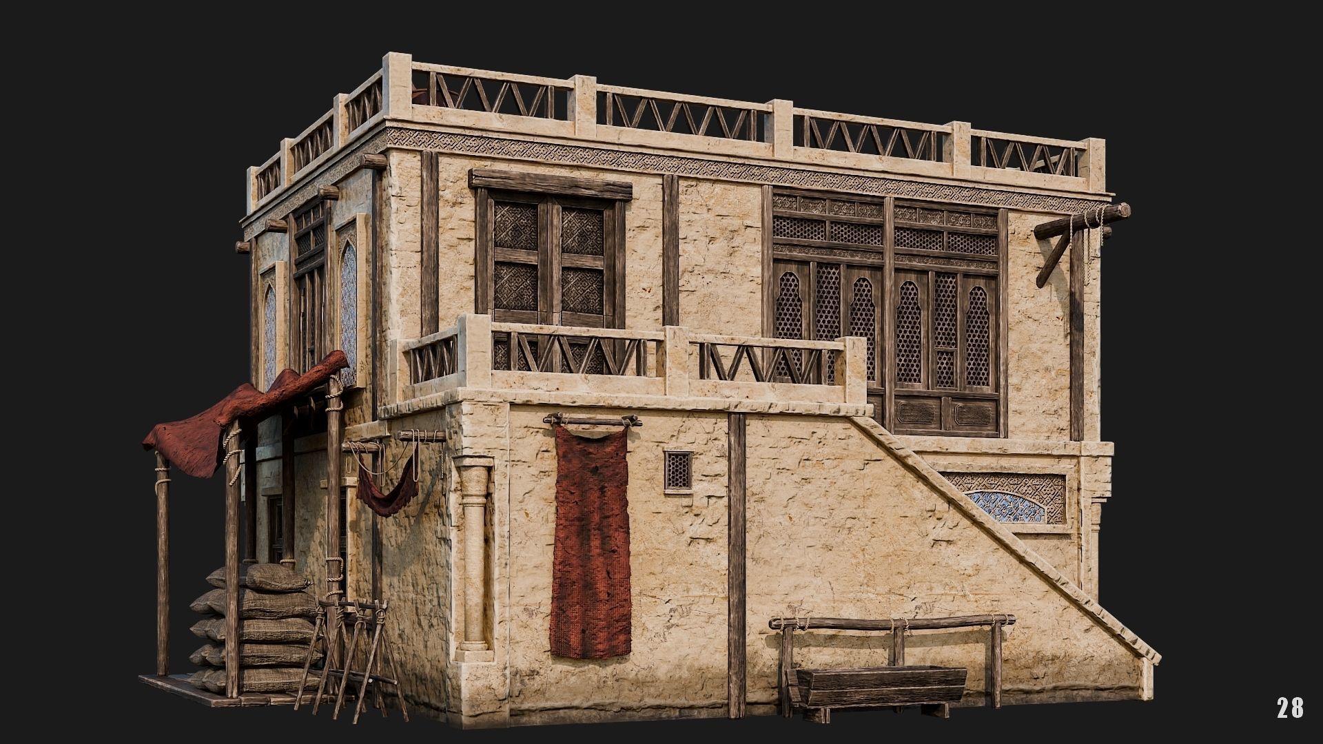 25-28 - Arabic Houses 4K Low-poly 3D model_31