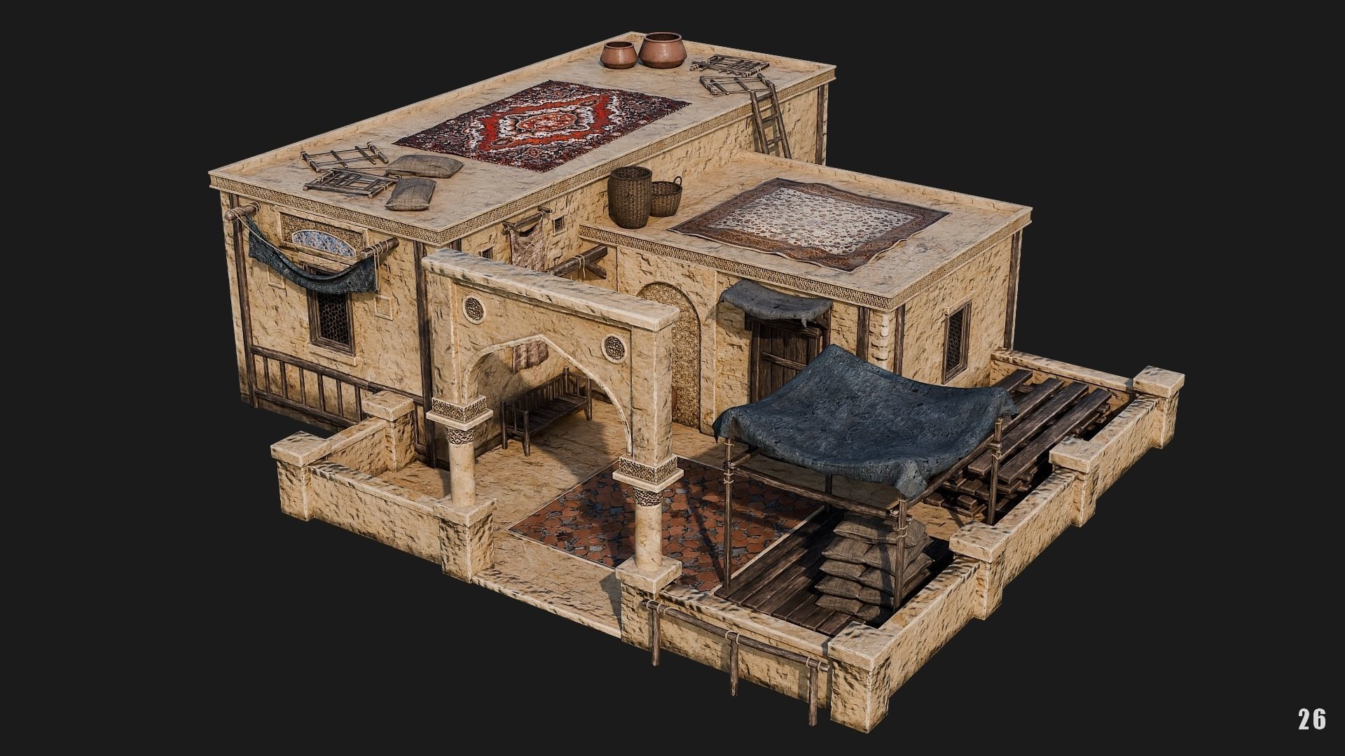 25-28 - Arabic Houses 4K Low-poly 3D model_18