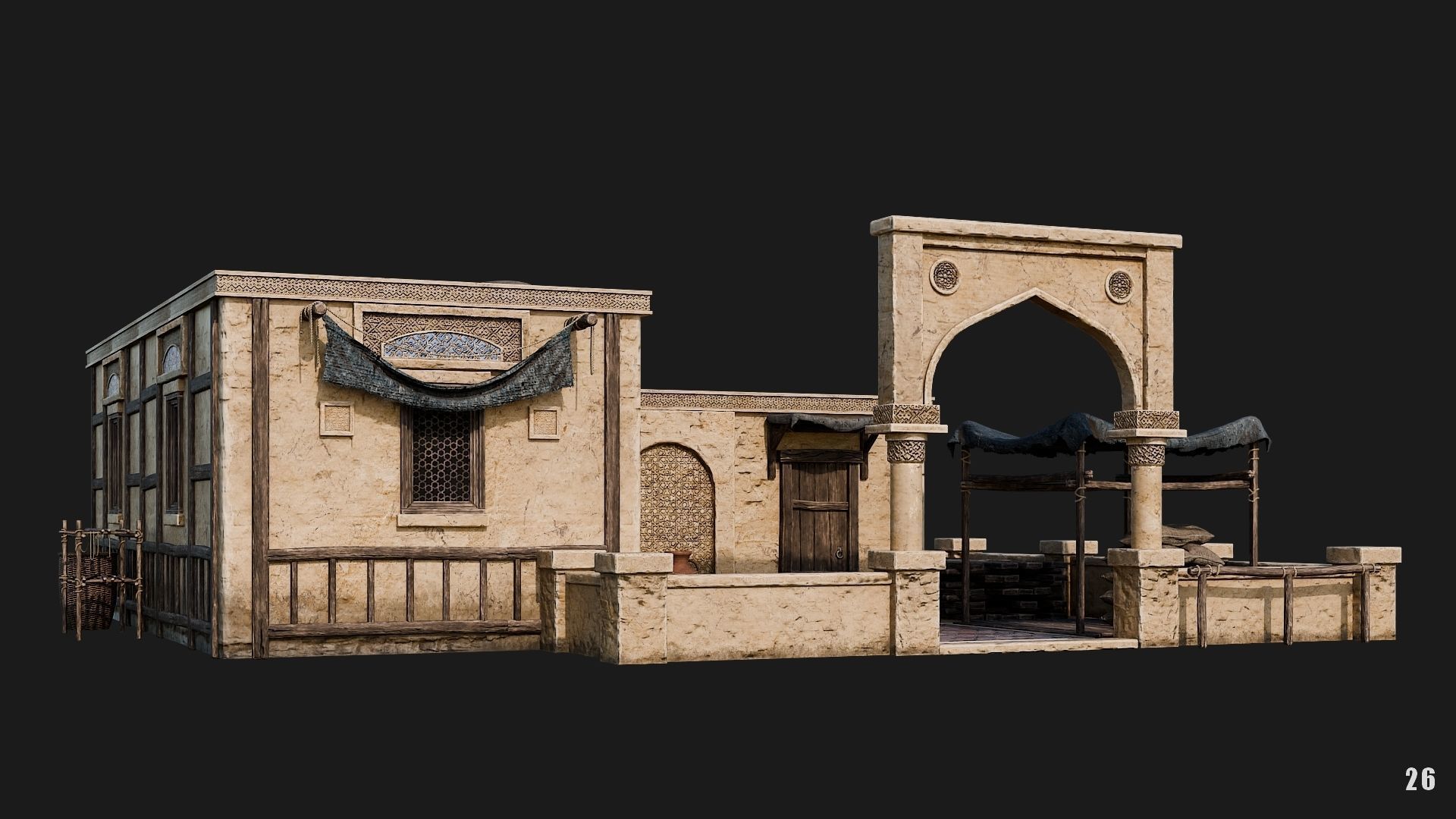 25-28 - Arabic Houses 4K Low-poly 3D model_11