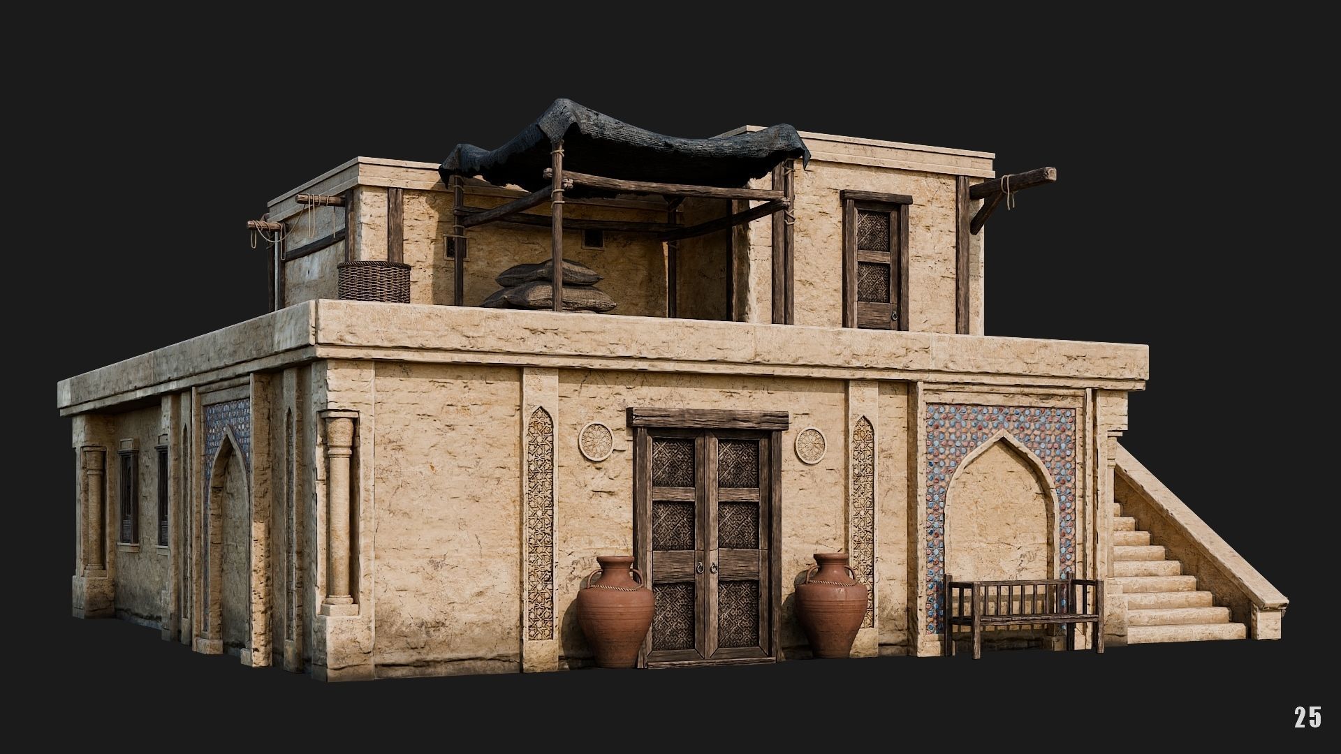 25-28 - Arabic Houses 4K Low-poly 3D model_1