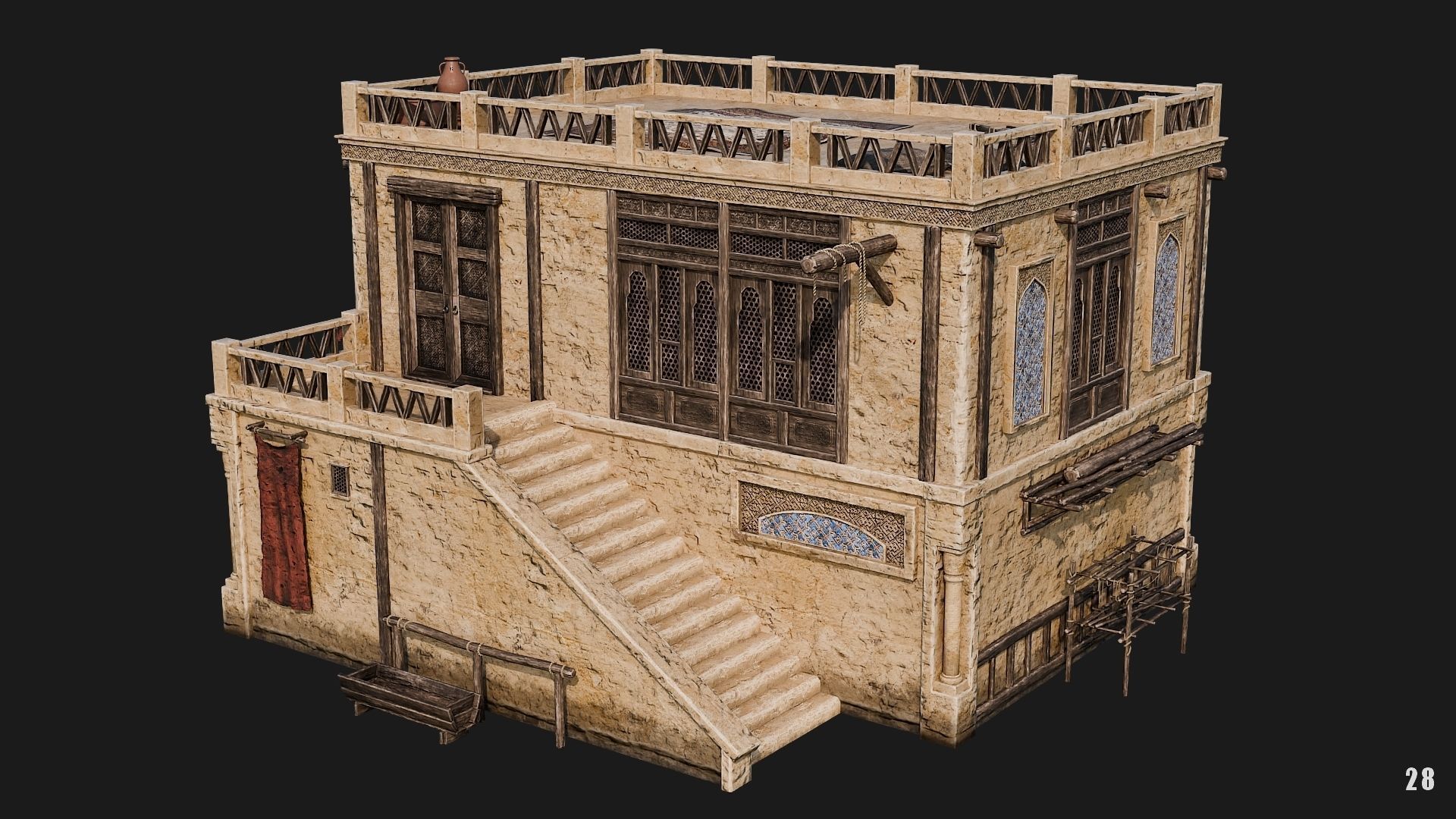 25-28 - Arabic Houses 4K Low-poly 3D model_38
