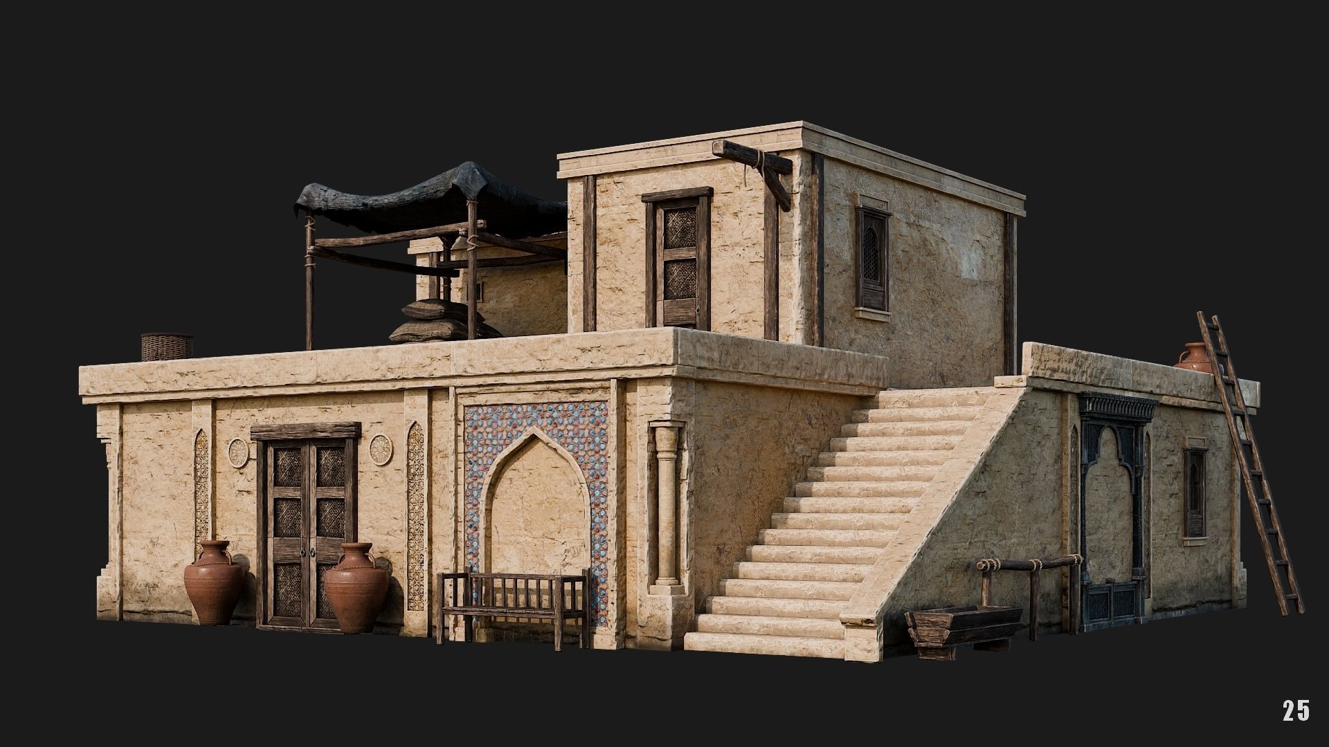 25-28 - Arabic Houses 4K Low-poly 3D model_3