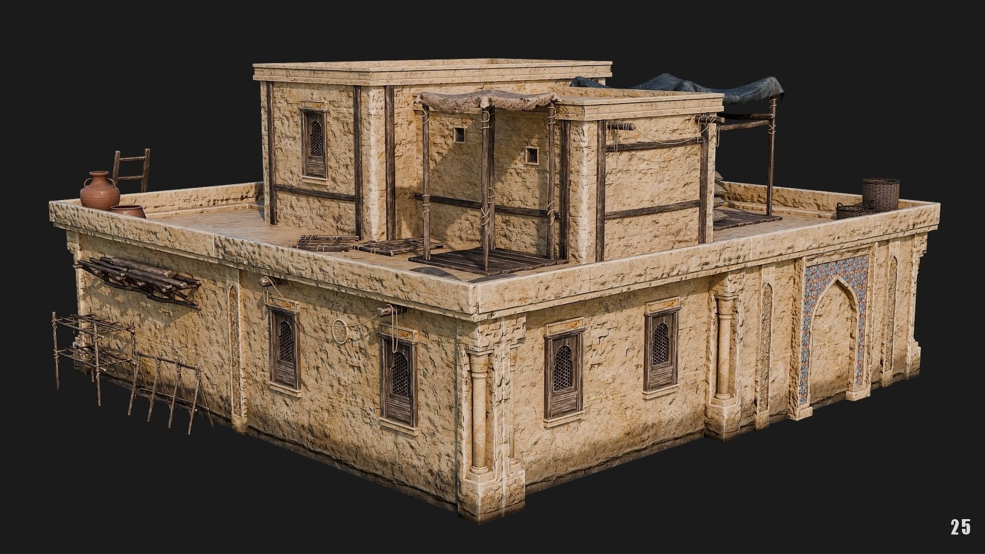25-28 - Arabic Houses 4K Low-poly 3D model_10