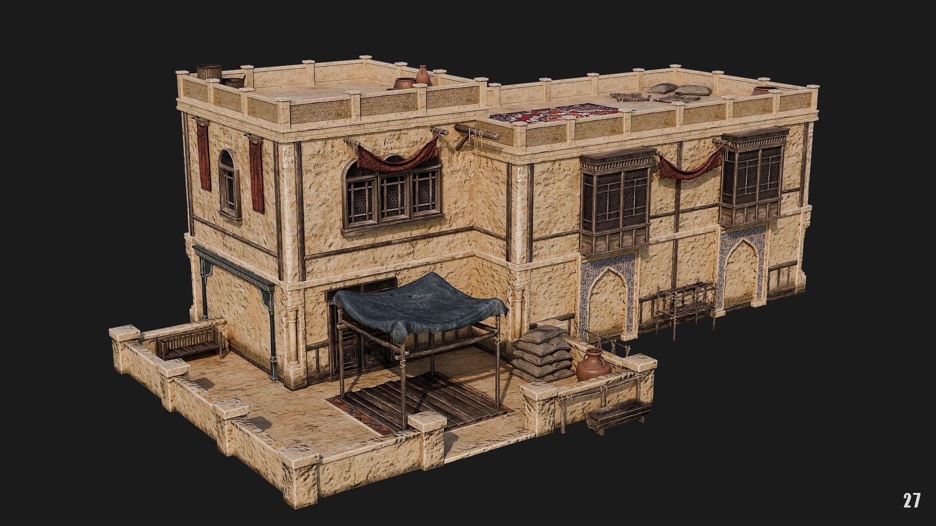 25-28 - Arabic Houses 4K Low-poly 3D model_27